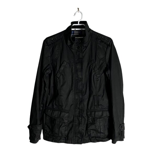 Esprit Women's Black Plaid Lined Full Zip Lightweight Jacket - Picture 1 of 10
